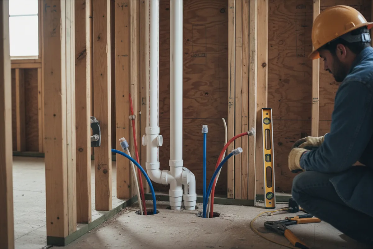 Drain and supply rough-in during Leak Detection in Cochranton